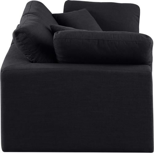 Black-S80 Comfy Collection Modern | Contemporary Upholstered Modular Sofa with Black Linen Textured Fabric Upholstery, Down Feather Cusions, 80" W x 40" D x 34.5" H, Black