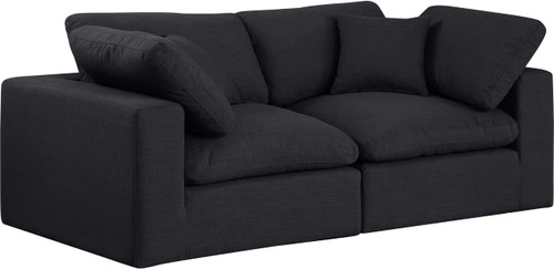 Black-S80 Comfy Collection Modern | Contemporary Upholstered Modular Sofa with Black Linen Textured Fabric Upholstery, Down Feather Cusions, 80" W x 40" D x 34.5" H, Black