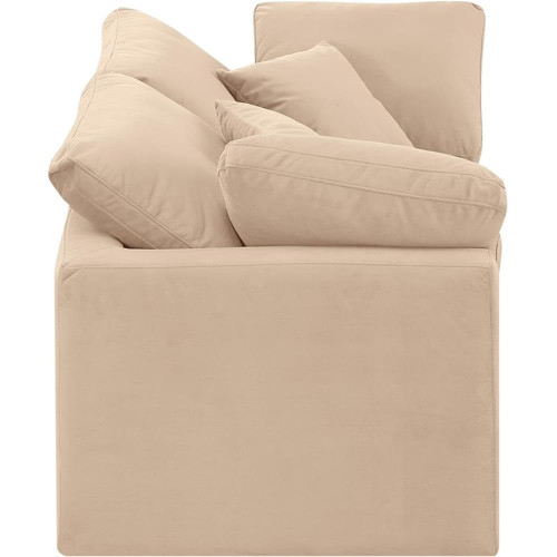 Beige-S70 Indulge Collection Modern | Contemporary Modular Sofa with Soft Beige Durable Velvet, Down Feather Cushions, Modular, 70" W x 35" D x 32" H, Beige