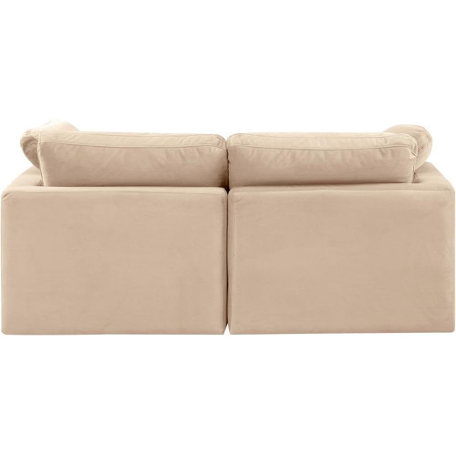 Beige-S70 Indulge Collection Modern | Contemporary Modular Sofa with Soft Beige Durable Velvet, Down Feather Cushions, Modular, 70" W x 35" D x 32" H, Beige