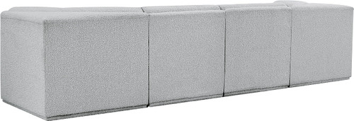 Grey-S128 Ollie Collection Modern | Contemporary Modular Sofa with Rich Grey Boucle Fabric and Curved Corners, 128" W x 34" D x 30" H, Grey