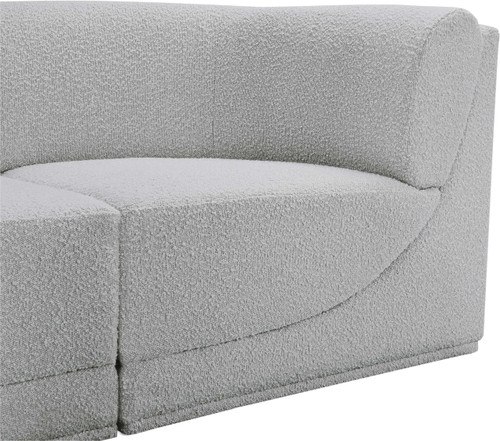 Grey-S128 Ollie Collection Modern | Contemporary Modular Sofa with Rich Grey Boucle Fabric and Curved Corners, 128" W x 34" D x 30" H, Grey