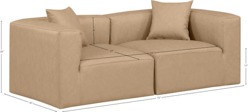 Tan-S72B Cube Collection Modern | Contemporary Modular Sofa with Soft Tan Vegan Leather, Modular to Create Infinite Configurations, 72" W x 36" D x 26" H, Tan