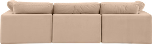 Beige-S119 Comfy Collection Modern | Contemporary Upholstered Modular Sofa with Soft Beige Velvet, Down Feather Cushions, 119" W x 40" D x 34.5" H, Beige