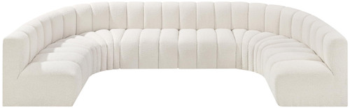 Cream-S8A Arc Collection Modern | Contemporary Modular Sofa with Rich Cream Boucle Fabric, Deep Channel Tufting, Modular Design, 150" W x 72" D x 30" H, Cream