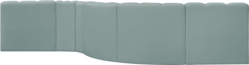 Mint-S6A Arc Collection Modern | Contemporary Modular Sofa with Soft Mint Green Vegan Leather, Deep Channel Tufting, Modular, 145" W x 53" D x 30" H, Mint