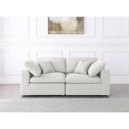 Cream-S80 Serene Collection Modern | Contemporary Deluxe Comfort Modular Sofa, Soft Linen Textured Fabric, Down Cushions, 80" W x 40" D x 32" H, Cream
