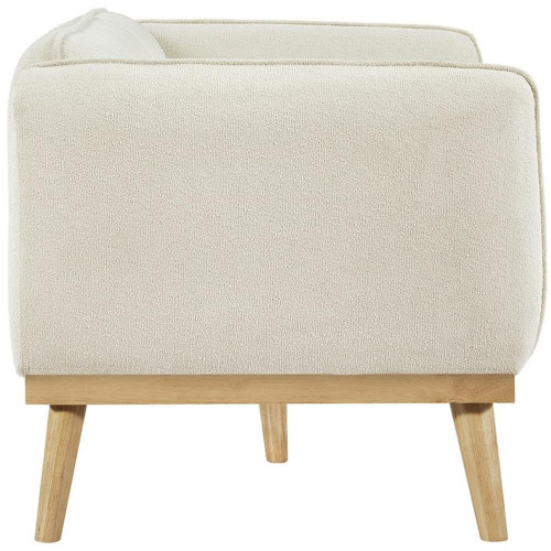 Cream-L Nolita Collection Mid-Century Modern Boucle Fabric Upholstered Loveseat with Rich Cream Boucle Fabric, Natural Finish Solid Wood Base, 62.5" W x 32.5" D x 32" H, Cream