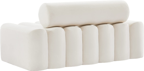 Cream-L Melody Collection Modern | Contemporary Velvet Upholstered Loveseat with Deep Channel Tufting