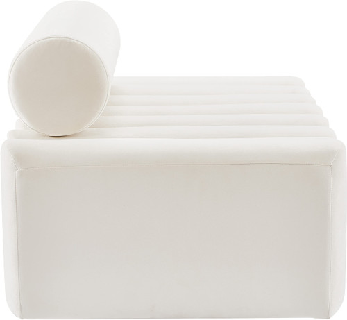 Cream-L Melody Collection Modern | Contemporary Velvet Upholstered Loveseat with Deep Channel Tufting