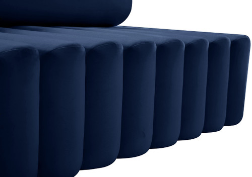 Navy-L Melody Collection Modern | Contemporary Velvet Upholstered Loveseat with Deep Channel Tufting