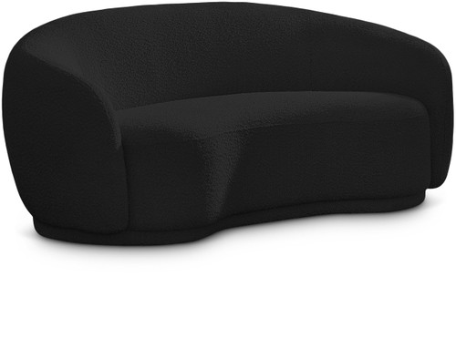Black-L Hyde Collection Modern | Contemporary Boucle Fabric Upholstered Loveseat, Black, 64" W x 38" D x 27.5" H