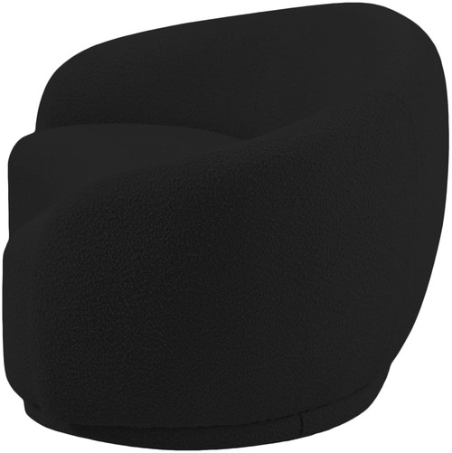 Black-L Hyde Collection Modern | Contemporary Boucle Fabric Upholstered Loveseat, Black, 64" W x 38" D x 27.5" H
