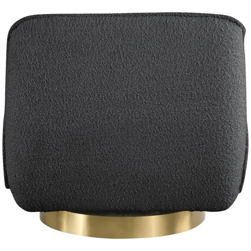 Black Geneva Collection Modern | Upholstered Swivel Accent Chair with Rich Black Boucle Fabric, Brushed Gold Metal Base, Solid Wood Frame, 29" W x 35" D x 27.5" H, Black