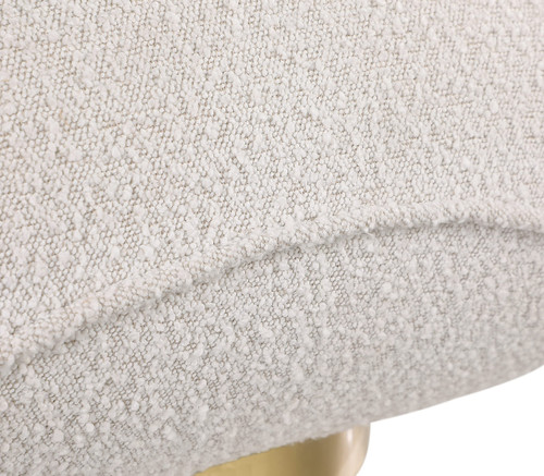 Cream Geneva Collection Modern | Upholstered Swivel Accent Chair with Rich Cream Boucle Fabric, Brushed Gold Metal Base, Solid Wood Frame, 29" W x 35" D x 27.5" H, Cream