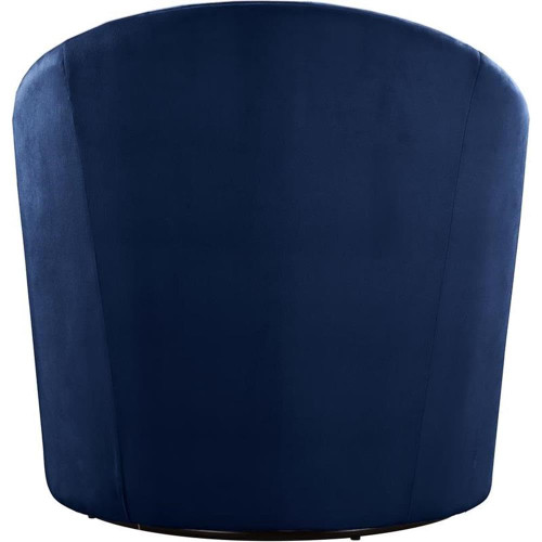 Navy Alessio Collection Modern | Contemporary Velvet Upholstered Swivel Base Accent Chair with Deep Button Tufting and Rounded Design, Navy, 30" W x 28.5" D x 32" H