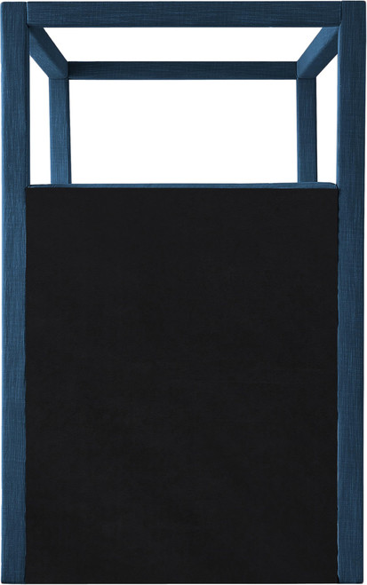 EmersonNavy-T Emerson Collection Mid Century Modern Linen Textured Fabric Upholstered Canopy Bed, 47" W x 81.5" D x 78" H, Navy, Twin