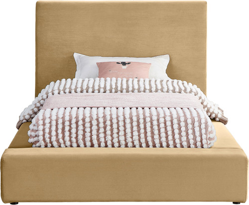 DorianCamel-T Dorian Collection Modern | Contemporary Twin Bed with Ultra Luxe Camel Velvet, 52" W x 90" D x 45" H, Camel, Twin