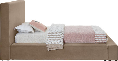 DorianTaupe-T Dorian Collection Modern | Contemporary Twin Bed with Ultra Luxe Taupe Velvet, 52" W x 90" D x 45" H, Taupe, Twin