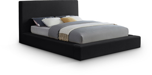 DorianBlack-F Dorian Collection Modern | Contemporary Full Bed with Ultra Luxe Black Velvet, 68" W x 90" D x 45" H, Black, Full