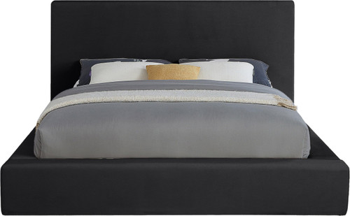 DorianBlack-F Dorian Collection Modern | Contemporary Full Bed with Ultra Luxe Black Velvet, 68" W x 90" D x 45" H, Black, Full