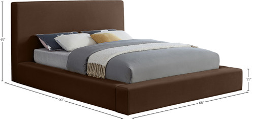 DorianBrown-F Dorian Collection Modern | Contemporary Full Bed with Ultra Luxe Brown Velvet, 68" W x 90" D x 45" H, Brown, Full