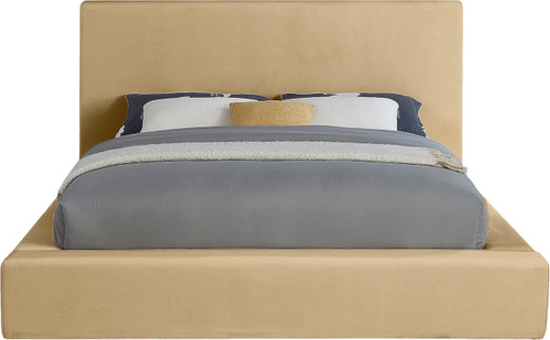 DorianCamel-F Dorian Collection Modern | Contemporary Full Bed with Ultra Luxe Camel Velvet, 68" W x 90" D x 45" H, Camel, Full