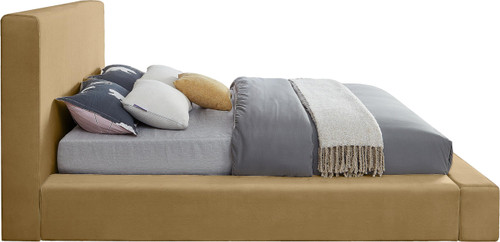 DorianCamel-F Dorian Collection Modern | Contemporary Full Bed with Ultra Luxe Camel Velvet, 68" W x 90" D x 45" H, Camel, Full