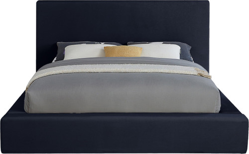 DorianNavy-F Dorian Collection Modern | Contemporary Full Bed with Ultra Luxe Navy Velvet, 68" W x 90" D x 45" H, Navy, Full