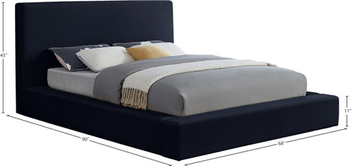 DorianNavy-F Dorian Collection Modern | Contemporary Full Bed with Ultra Luxe Navy Velvet, 68" W x 90" D x 45" H, Navy, Full