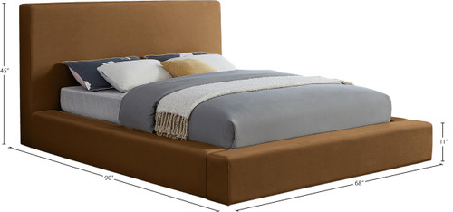 DorianSaddle-F Dorian Collection Modern | Contemporary Full Bed with Ultra Luxe Saddle Velvet, 68" W x 90" D x 45" H, Saddle, Full