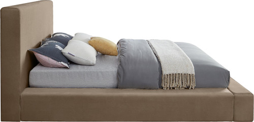 DorianTaupe-F Dorian Collection Modern | Contemporary Full Bed with Ultra Luxe Taupe Velvet, 68" W x 90" D x 45" H, Taupe, Full