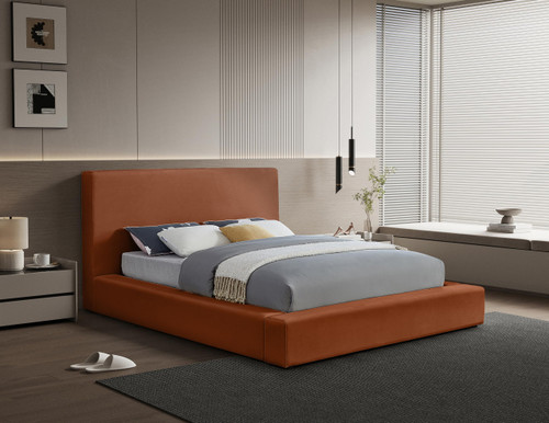 DorianCognac-F Dorian Collection Modern | Contemporary Full Bed with Ultra Luxe Cognac Velvet, 68" W x 90" D x 45" H, Cognac, Full