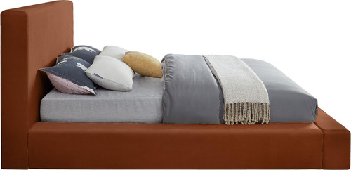 DorianCognac-F Dorian Collection Modern | Contemporary Full Bed with Ultra Luxe Cognac Velvet, 68" W x 90" D x 45" H, Cognac, Full