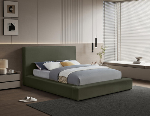 DorianGreen-F Dorian Collection Modern | Contemporary Full Bed with Ultra Luxe Green Velvet, 68" W x 90" D x 45" H, Green, Full