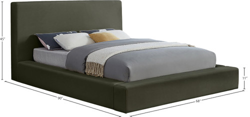 DorianGreen-F Dorian Collection Modern | Contemporary Full Bed with Ultra Luxe Green Velvet, 68" W x 90" D x 45" H, Green, Full