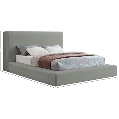DevinGrey-F Devin Collection Modern | Contemporary Bed with Luxe Linen Textured Fabric, 70" W x 92" D x 45" H, Grey, Full Bed