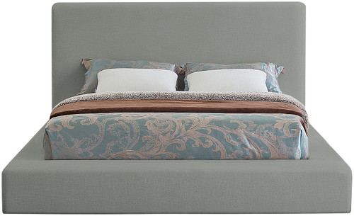 DevinGrey-F Devin Collection Modern | Contemporary Bed with Luxe Linen Textured Fabric, 70" W x 92" D x 45" H, Grey, Full Bed