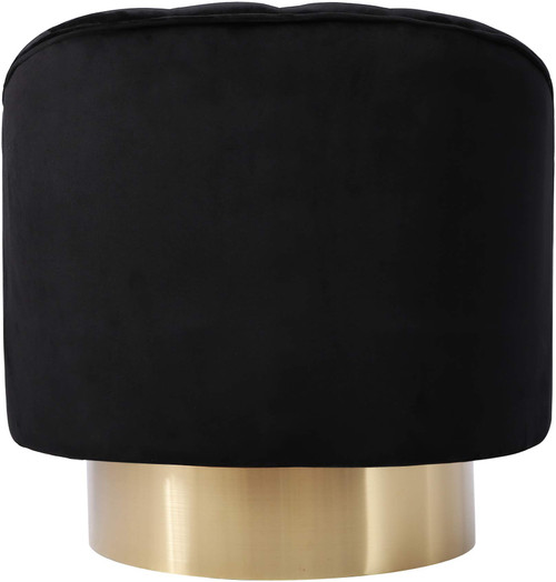 Farrah Collection Modern | Contemporary Velvet Upholstered Accent Chair with Stainless Steel Base and Polished Gold Finish, 32" W x 31" D x 31" H, Black