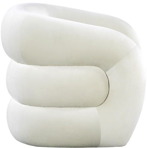 Cream Roxbury Collection Modern | Contemporary Velvet Upholstered Accent Chair with Deep Channel Tufted Back, Cream, 33" W x 29.5" D x 28" H