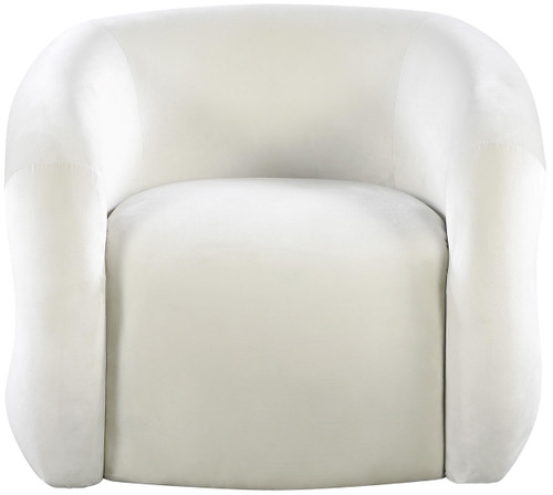 Cream Roxbury Collection Modern | Contemporary Velvet Upholstered Accent Chair with Deep Channel Tufted Back, Cream, 33" W x 29.5" D x 28" H