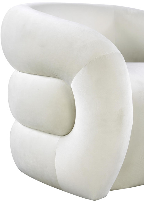 Cream Roxbury Collection Modern | Contemporary Velvet Upholstered Accent Chair with Deep Channel Tufted Back, Cream, 33" W x 29.5" D x 28" H