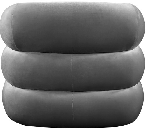 Grey Roxbury Collection Modern | Contemporary Velvet Upholstered Accent Chair with Deep Channel Tufted Back, Grey, 33" W x 29.5" D x 28" H