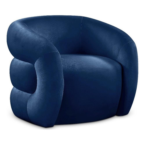 Navy Roxbury Collection Modern | Contemporary Velvet Upholstered Accent Chair with Deep Channel Tufted Back, Navy, 33" W x 29.5" D x 28" H