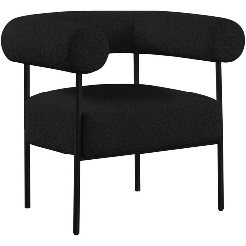 Black Blake Collection Modern | Contemporary Boucle Fabric Upholstered Accent Chair with Matte Black Frame, Black, 32" W x 28" D x 30.5" H