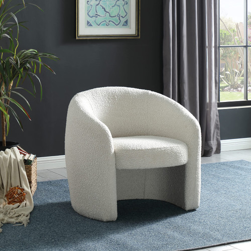 Cream Acadia Collection Modern | Contemporary Accent Chair with Rich Cream Boucle Fabric, Rounded Back, 33.5" W x 30.5" D x 30" H, Cream