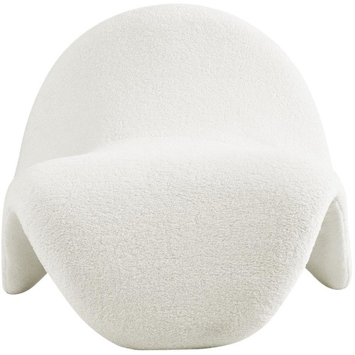 Cream Theodore Collection Modern | Contemporary Accent Chair with Soft Cream Cashmere Like Faux Shearling, Curved Design, 31.5" W x 35.5" D x 25.5" H, Cream