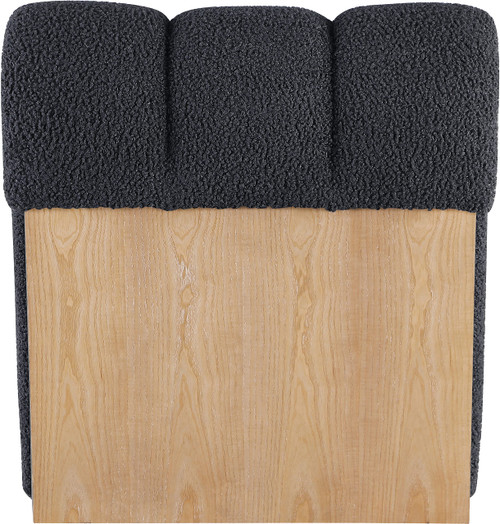 Black Swoon Collection Modern | Contemporary Accent Chair with Soft Black Faux Sheepskin Fabric, White Oak Veneer, Deep Channel Tufting, 25.5" W x 35.5" D x 30" H, Black