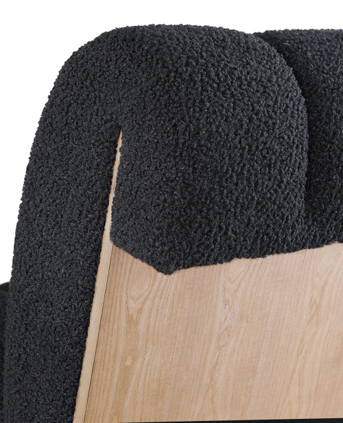 Black Swoon Collection Modern | Contemporary Accent Chair with Soft Black Faux Sheepskin Fabric, White Oak Veneer, Deep Channel Tufting, 25.5" W x 35.5" D x 30" H, Black