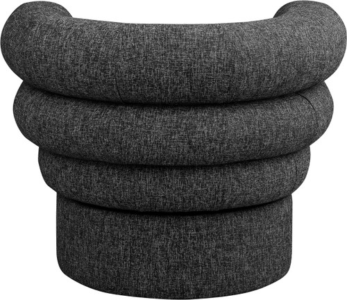 Black Valentina Collection Modern | Contemporary Swivel Accent Chair with Rich Black Linen Textured Fabric with White Weave, Deep Channel Tufting, 34" W x 31" D x 28" H, Black